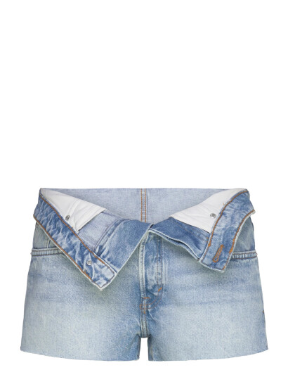 Monki Lana Fold Down Denim Shorts - Blue - 31 Monki Lana Fold Down Denim Shorts - Blue - 31