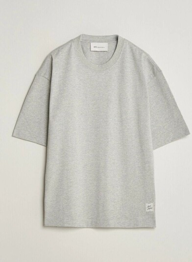 AMI Heritage Logo T Shirt Light Grey Melange