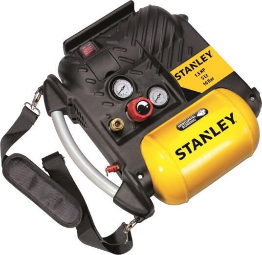 Stanley Kompressor Air-Boss DN 200/10/5 1,1 kw, Oljefri, 5 l Tank, Maks 10 bar, 180 l/Min Luftmengde Svart/Gul Stanley Kompressor Air-Boss DN 200/10/5 1,1 kw, Oljefri, 5 l Tank, Maks 10 bar, 180 l/Min Luftmengde Svart/Gul