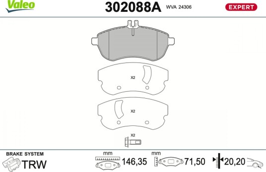 Bremseklosser VALEO 302088A