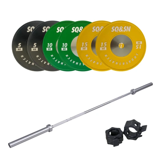 SQ&SN Vektløftning Vektstangsett 60 kg Farget + 20 kg Stang