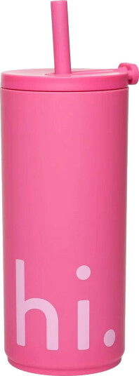 Design Letters Travel Life termosflaske med sugerør 50 cl Hi-cherry pink