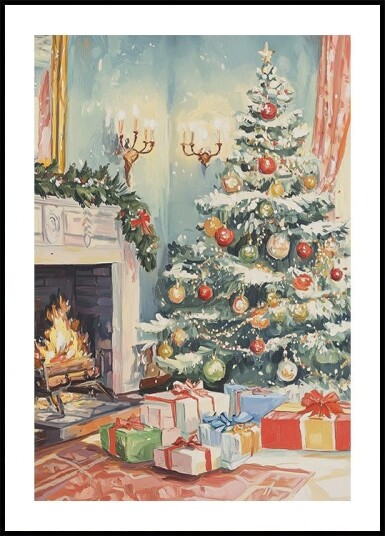 Christmas Living Room Poster Plakat / 40x50cm