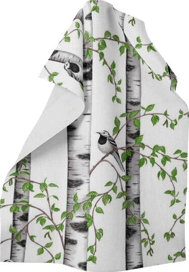 Arvidssons Textil Björkdungen kjøkkenhåndkle 46x70 cm offwhite/grønn