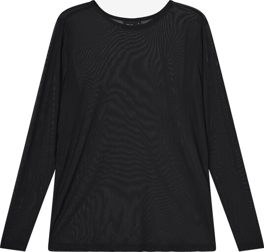 Zizzi Bluse Ebrit L/S Mesh Blouse Svart