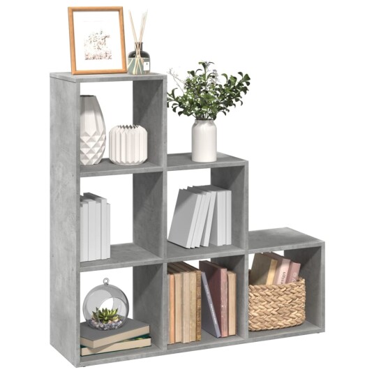 Romdeler bokhylle 3 etasjer betonggrå 99x29x99cm konstruert tre