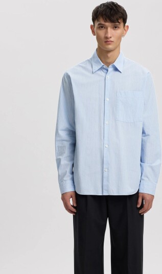 Annarr Anraslund Seersucker Mix Ls Shirt   Blue   XL
