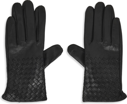 DAY ET Day Leather Braided Gloves - Black - 6.5