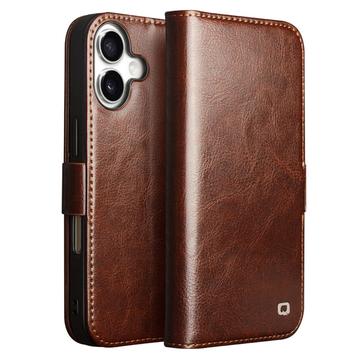 Qialino iPhone 17 Classic Lommebok deksel I Lær Mørkebrun Qialino iPhone 17 Classic Lommebok deksel I Lær Mørkebrun