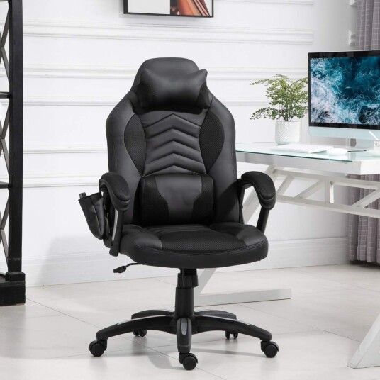 Ergonomisk spillestol med varme og massasje