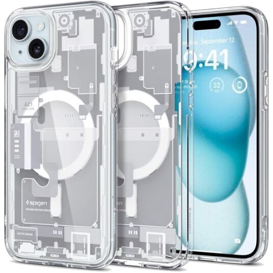 Spigen Ultra Hybrid MagFit etui til iPhone 15 Plus - Gjennomsiktig Hvit