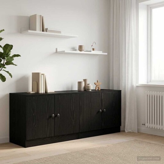  Sengeskap 2 pcs Svart Eik 66 x 35 x 48 cm Konstruert tre