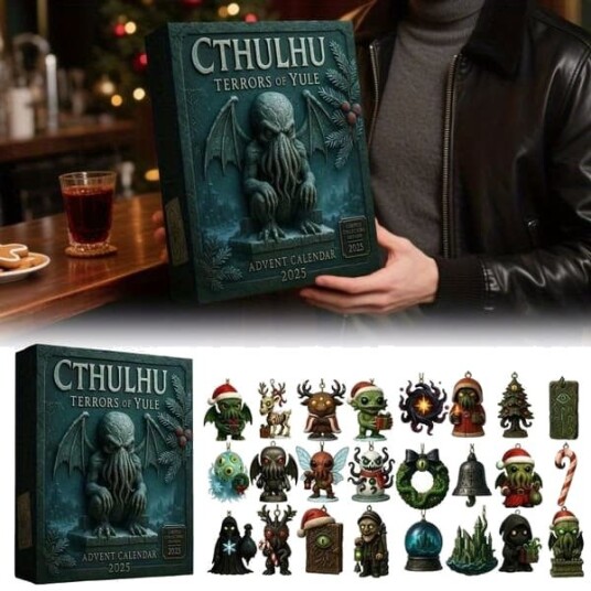 Cthulhu Yule Horror Adventskalender 2026, 24 Dager Skummel Julenedtelling Pyntesett