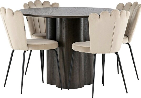 Spisegruppe Venture Home Olivia Ø 110 cm med 4 Limhamn Stoler
