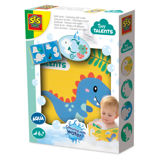 SES Creative Badespill Fargelegging Med Vann Dino Bath Book