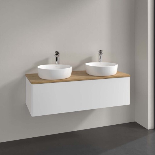 Villeroy & Boch Antao Servantskap med 1 skuff 120x50x36 cm m/lys Hvit Matt/Eik Villeroy & Boch Antao Servantskap med 1 skuff 120x50x36 cm m/lys Hvit Matt/Eik