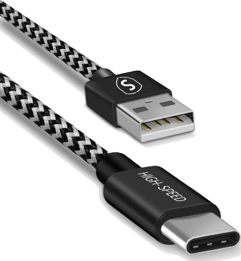 SiGN Skin USB-C-kabel 2.1A, 1.5m - Svart/Hvit