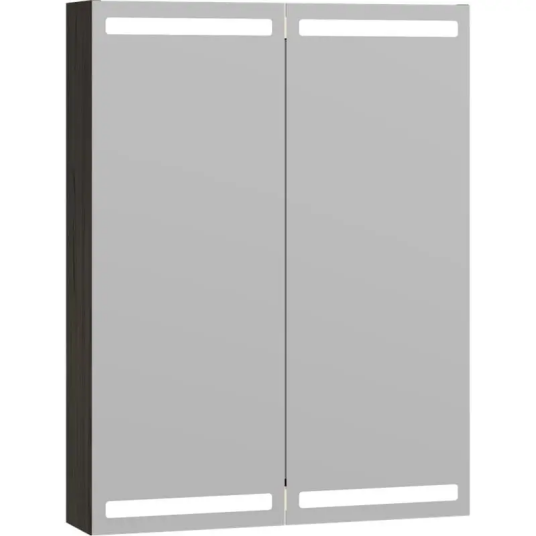 Dansani Level Speilskap med LED-lys 60x14,5x80 cm Grå Ask