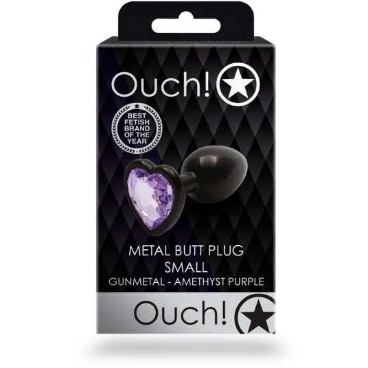 Shots Toys Ouch! Ouch!: Heart Gem Metal Butt Plug small grå