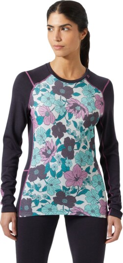 Helly Hansen Dame Lifa Merino Midtvekt Graphic Crew Basislag Lilla M Helly Hansen Dame Lifa Merino Midtvekt Graphic Crew Basislag Lilla M