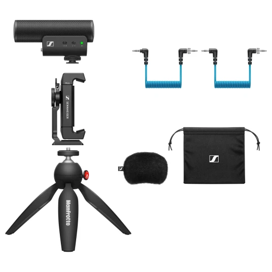 Sennheiser MKE 400 Superkardioid Mikrofon med Manfrotto Stativ for Mobilbruk Sennheiser MKE 400 Superkardioid Mikrofon med Manfrotto Stativ for Mobilbruk