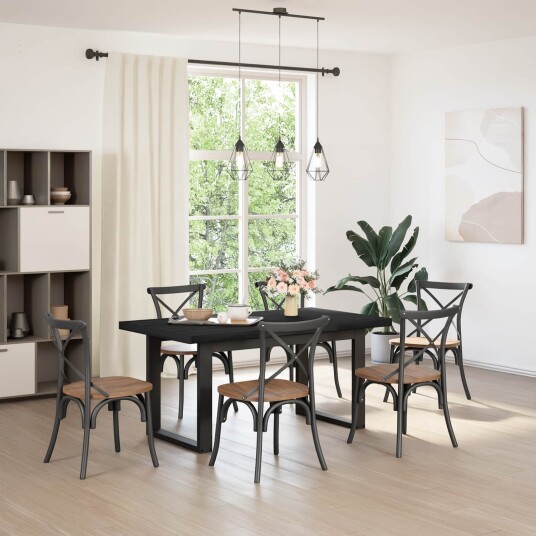 vidaXL Spisebord NOAIN 160 cm Heltre furu Svart Rektangulær vidaXL Spisebord NOAIN 160 cm Heltre furu Svart Rektangulær