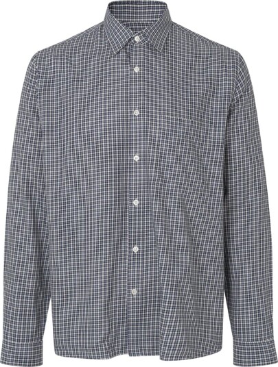 Garment Project Relaxed Ls Shirt   Navy Check   NAVY   M