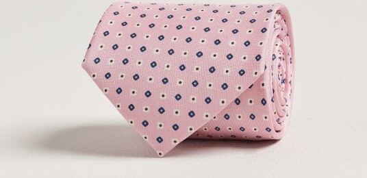 E. Marinella 3 Fold Printed Silk Tie Pink