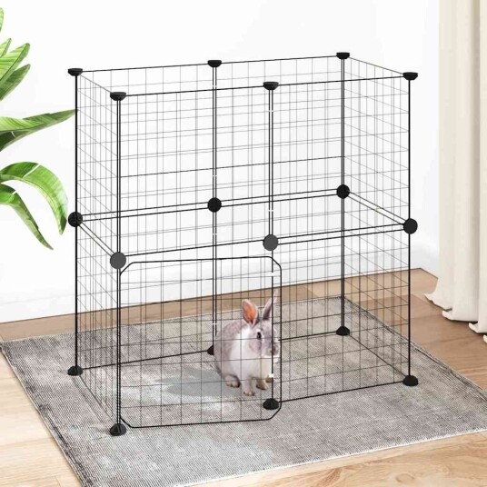 Vidaxl Dyrebur 12 Paneler Med Dør Svart 35X35 cm Stål