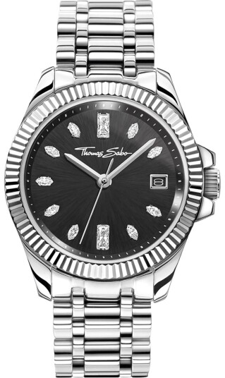 Thomas Sabo Dameklokke WA0406 201 203 Divine Sort/Stål Ø33 mm