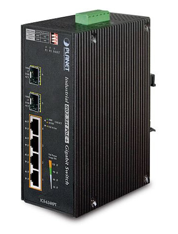 PLANET Switch 4-p Gb 2xSFP IP30 POE+ 10/1000 Mbps Industri DIN Layer 2 RSP