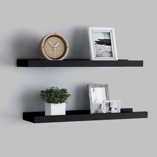 vidaXL Flytende vegghyller 2 stk svart 60x9x3 cm MDF vidaXL Flytende vegghyller 2 stk svart 60x9x3 cm MDF