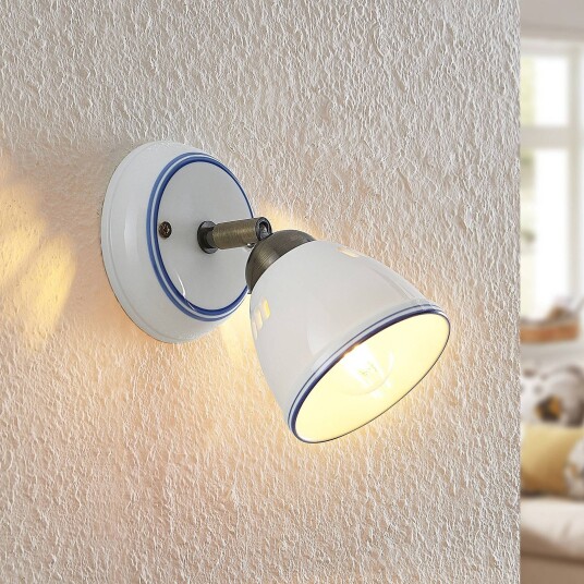 Lindby spotlight Eneas høyde 16 cm hvit 1 lyskilde keramikk Eneas Lindby dimbar Hvit / opal Stue / spisestue Keramikk Herregård / rustikk