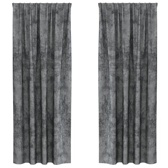 Gardin med gardiner 2 pcs Grå 225 x 140 cm Fløyel