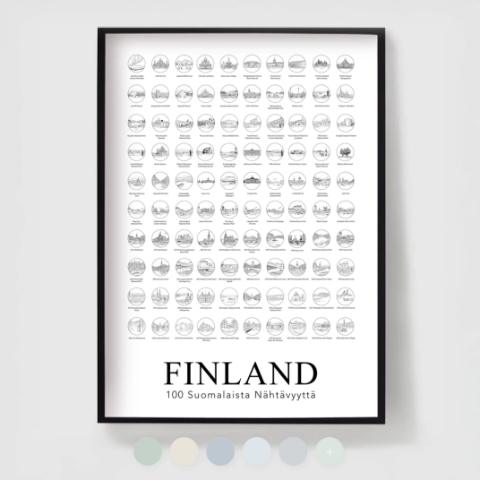 Namly Design Finland Plakat 100 steder å besøke POSTERKAHKFE Namly Design Finland Plakat 100 steder å besøke POSTERKAHKFE