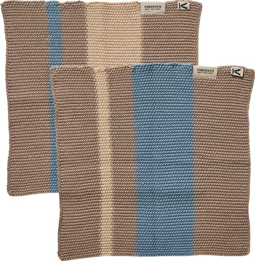 Andersen Oppvaskklut 27 × 27 cm 2 pakning beige/blå