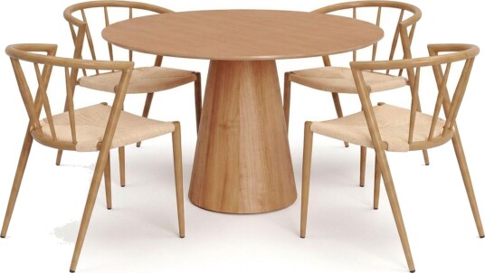Siena spisegruppe rund 110 cm eik med 4 Winston spisestoler - Eik