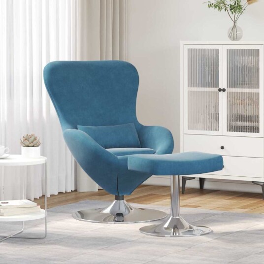 Eggstol 2 pcs Blå 63 x 73 x 90 cm Fløyel