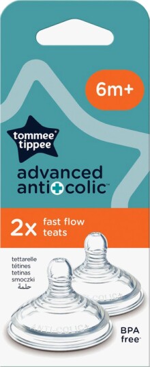 Tommee Tippee Anti-kolikk Start Fast Flow Flaskesmokk 2-Pakk