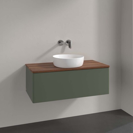 Villeroy & Boch Antao Servantskap med 1 skuff 100x50x36 cm u/lys Grønn Matt/Valnøtt