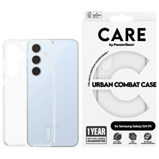 CARE by PanzerGlass Urban Combat Gjennomsiktig Baksidedeksel for Samsung Galaxy S24 FE CARE by PanzerGlass Urban Combat Gjennomsiktig Baksidedeksel for Samsung Galaxy S24 FE