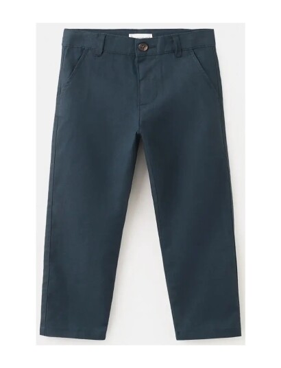 Mango Straight Linen Blend Trousers Navy 18 24M Mango Straight Linen Blend Trousers Navy 18 24M