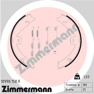 Bremseskosett håndbrems ZIMMERMANN 10990.158.9
