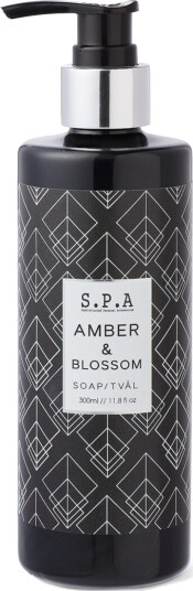 S.P.A. HÅNDSÅPE 300ML SORT/HVIT AMBER & BLOSSOM
