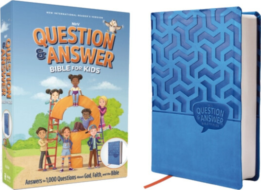 NIrV, Question and Answer Bible for Kids, Leathersoft, Blue, Comfort Print Answers to 1,000 Questions Kids Ask About God, Faith, and the Bible