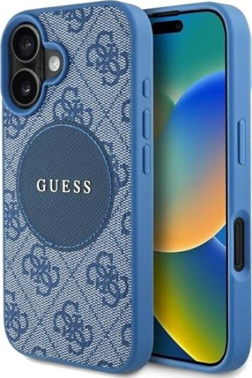GUESS 4G Circle Classic Logo MagSafe case for iPhone 16 - blue