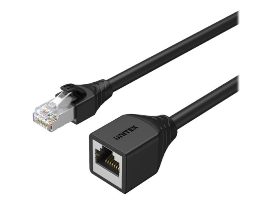 Unitek Nettverksforlengelseskabel Rj-45 Hann Til Rj-45 Hunn 50 Cm 6 Mm Stp Cat 6 Uten Hindringer Med Støvel Svart