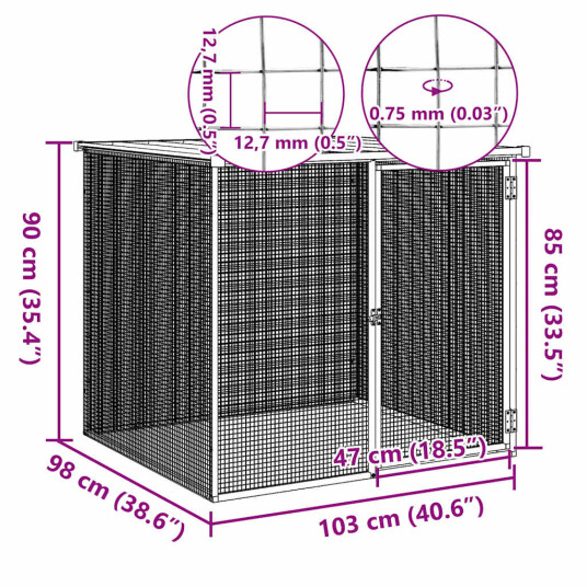 Vidaxl Kyllingbur Med Tak Lysegrå 103X98X90 cm Galvanisert Stål Vidaxl Kyllingbur Med Tak Lysegrå 103X98X90 cm Galvanisert Stål
