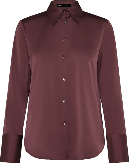 Mango Regular Fit Satin Shirt Purple XS