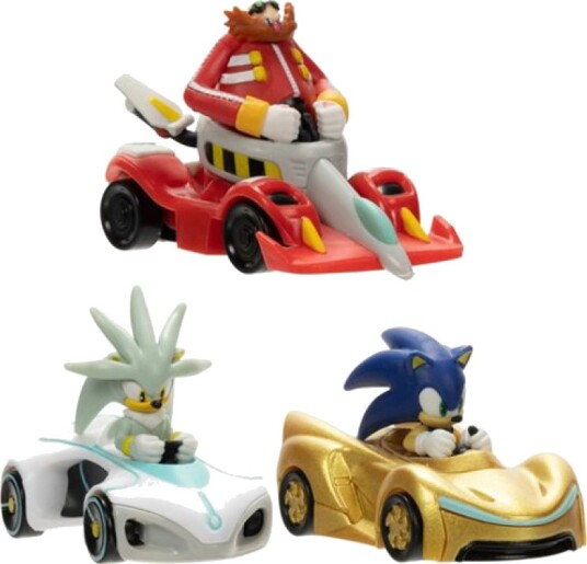 Sonic the Hedgehog 3-pakning med kjøretøy og figur 1:64